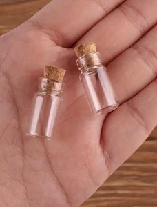 Pequeños frascos de vidrio con corcho 2 x frascos de vidrio pequeños de 2 ml botellas de vidrio pequeñas artesanía de corcho - Imagen 1 de 5