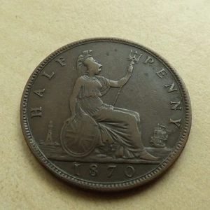 Victoria Half-Penny 1870 Nice Grade (myrefn803) - Picture 1 of 4