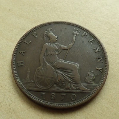 Victoria Half-Penny 1870 Nice Grade (myrefn803) - Image 1 of 4