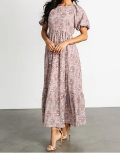 NWT Baltic Born Lucinda Back Tie Maxi Dress Lilac Floral Small Cottage Prairie - Picture 1 of 10