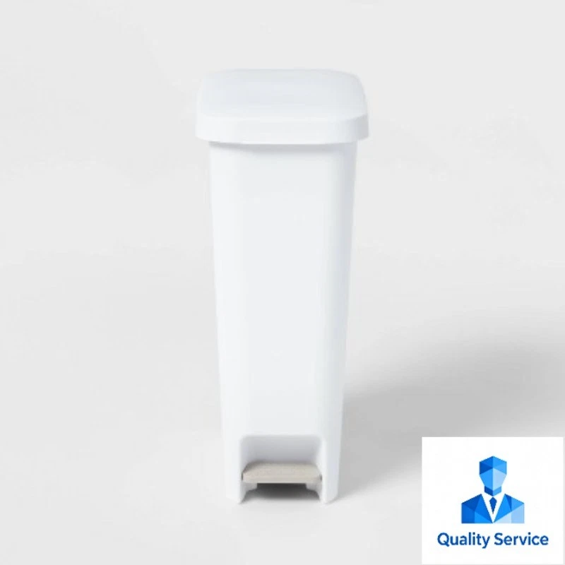 Brightroom 11gal Slim Step Trash Can, White Pedal-Operated, Textured - Image 1 of 4