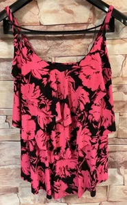 Aqua Green Pink & Black Ruffled Tankini. Size: 1X. NEW! - Picture 1 of 13