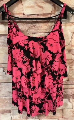 Tankini con volantes verde agua rosa y negro. Tamaño: 1X. ¡NUEVO! Foto 1 de 4
