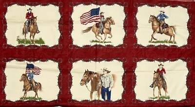 Sundance Trail by Sara Khammash for Moda Horse Cowboy Cotton Fabric Panel 23x44 - Image 1 of 2