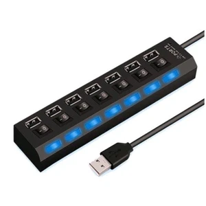 HUB USB 2.0 na 7 portów | Rozdzielacz / rozgałęźnik USB podświetlany LED - Zdjęcie 1 z 8