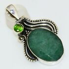 Faceted Green Aventurine Peridot 925 Sterling Silver  Pendant For Women
