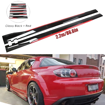 2.2 m/86.6inches Side Skirt Extension Glossy Black Red Line For Mazda RX-8 RX8 - Image 1 of 4