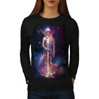 Wellcoda Knight Planet Space Womens Long Sleeve T-shirt, Cosmos Casual Design