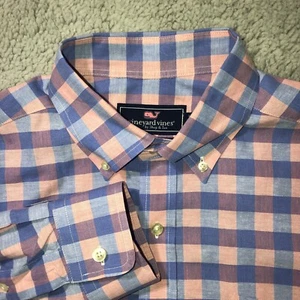 Vineyard Vines Shirt Men L Blue Pink Long Sleeve Button Down Und Slim Fit Murray - Picture 1 of 5