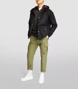 Barbour Herren schwarz Alpha gewachste Kapuzenjacke Größe Large - Bild 1 von 9