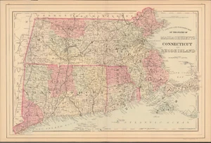1884 Massachusetts CT RI county & township map by Mitchell antique 22.6" x 15.1" - Picture 1 of 2