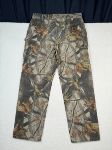 Pantaloni da falegname vintage Carhartt uomo 38x32 (36x32) USA verde mimetico Realtree B158 CMO - Foto 1 di 20