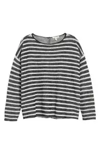 Top Eileen Fisher M Org cotone lino spugna nero bianco morbido collo alto nuovo con etichette $218 - Foto 1 di 12