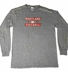Vintage Maryland Football Shirt Men’s Medium Grey Long Sleeve NCAA College Sport - Picture 1 of 8