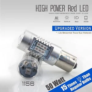 Bombillas traseras de freno LED de alta potencia 2X 1156 50W señal de giro roja - Imagen 1 de 8