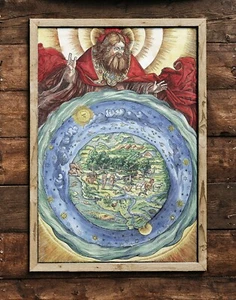 1534 Flat Earth Creation Map - Geocentric Universe - Overture to the Bible Poste - Picture 1 of 17
