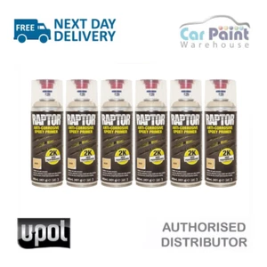 6 x U-POL Raptor 2K Anti-Corrosive Epoxy Primer Beige Aerosol 450ml - Picture 1 of 6