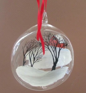 Clear Indent Glass Christmas Ornament Hanner Nancy 1975 One of a kind Country - Picture 1 of 8