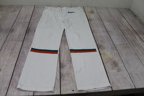 RARE VTG Starter Miami Dolphins White Striped Track Sweat Pants size 40 x 32 Cover