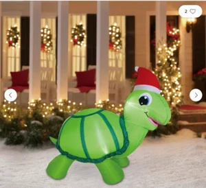 Gemmy 3,5' luftgeblasene beleuchtete Weihnachtsschildkröte aufblasbar - Bild 1 von 4