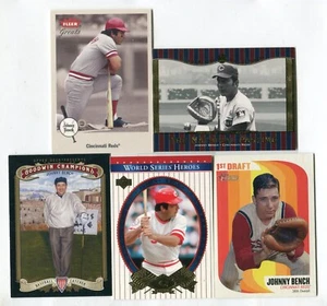 Lote de 5 tarjetas coleccionables de béisbol Johnny Bench HOF CINCINNATI ROJOS (LOTE 20) - Imagen 1 de 1