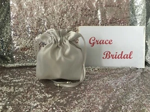 SILVER PLAIN DUCHESS SATIN DOLLY BAG WEDDING B/MAID FLOWER GIRL UK MADE/SELLER* - Picture 1 of 6