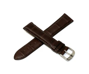 Cinturino orologio 21 mm vera pelle di alligatore MARRONE Jacques Lemans argento - Foto 1 di 5