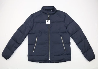 $225 Calvin Klein Men’s Stretch Moto-Style Puffer Jacket Navy Size S Breathable - Image 1 of 4