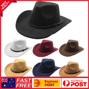 56-58cm Fedora Hat with Leather Band - AU Mens Cowboy Style - Picture 1 of 25