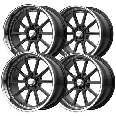 (Set of 4) Staggered-American Racing VN510 Draft 18" 5x5" Black Wheels Rims Foto 1 de 4