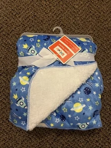 Kidgets Blue Outer space Baby Blanket Rockets Stars Planets Moons - Picture 1 of 5