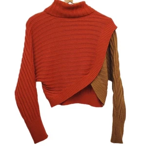 Almost Famous orange Rollkragen Strickpullover Dolman Crop Pullover Herbst Urlaub - Bild 1 von 8