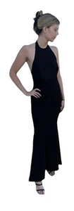 Vintage Ralph Lauren Runway Collection Purple Label Silk Halter Black Gown SZ 2 - Picture 1 of 15