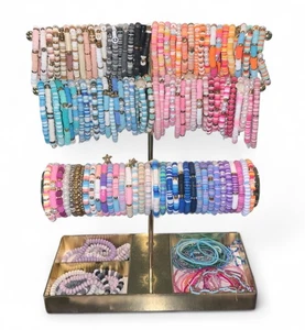 Hand Made Bracelets | Clay Bead Rubber Band Pony Bead Seed Bead | YOU CUSTOMIZE  - Foto 1 di 5