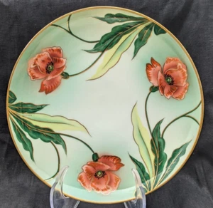 VINTAGE JHR Co PURITIAN AUSTRIA H.P. POPPIES PLATE SIGNED “O. GUNTHER” GOLD RIM - Picture 1 of 11