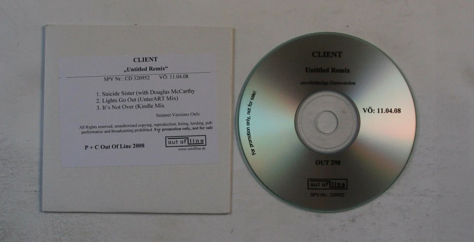 Client Untitled Remix EU Adv 3-Track Snippet Cardcover CDR 2008 Rare EBM Electro - Bild 1 von 1