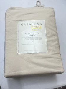 Casaluna Supima Perkal Solid Sheet Set Full Size, Natur - Bild 1 von 3