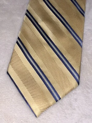 Claiborne Silk Necktie Neckwear 59”x3.75” Very Good Condition Striped Yellow - Image 1 of 4