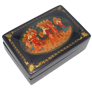 Vintage Palekh russische Lackdose - handbemalt Sowjetzeit Sammlerstück - Bild 1 von 19