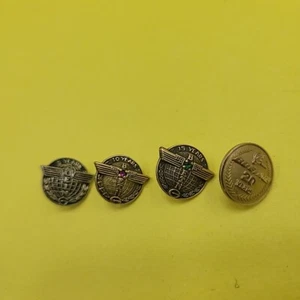 Vintage 4 pc Boeing 5 10 15 20 1/10 10k caret Gold Filled Lapel tie Service Pins - Picture 1 of 11