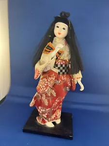 Vintage japanische Kanzashi PUPPE Geisha Trommelkamm rot Seide Kimono 11"" - Bild 1 von 7