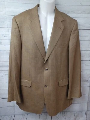 Chaqueta Blazer Stafford Para Hombre 42L Mezcla Lana/Seda Beige Tweed 2 Botones   Foto 1 de 4