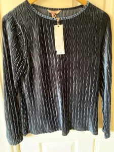 Ladies TU Navy Blue Velour Long Sleeve Blouse Top Size 12, BNWT. - Picture 1 of 4