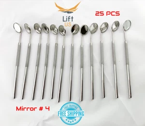 25 PCS DENTAL MOUTH MIRROR #4 SET w/HANDLE DENTAL INSTRUMENT STAINLESS STEEL NEW - Picture 1 of 3