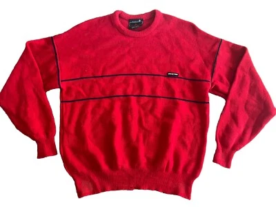Vintage Demetre Pure Virgin Wool Ski Sweater Size Medium Red Stripe 80s - Image 1 of 4