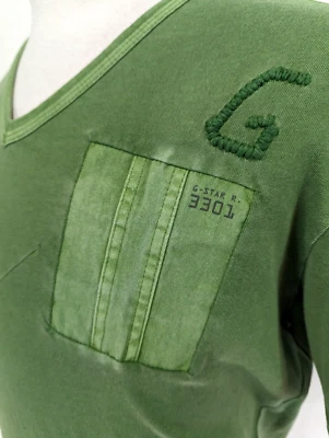 Camiseta G-STAR Raw Para Hombre DART Cuello en V S/S Verde Bordado Logo Talla L RARA USADA EN EXCELENTE ESTADO* Foto 1 de 4