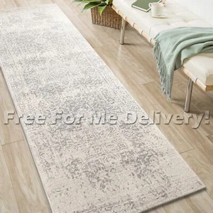 SULIS MEDALLION SILVER GREY TRADITIONAL RUG RUNNER (L) 80x400cm **FREE DELIVERY* - Picture 1 of 5
