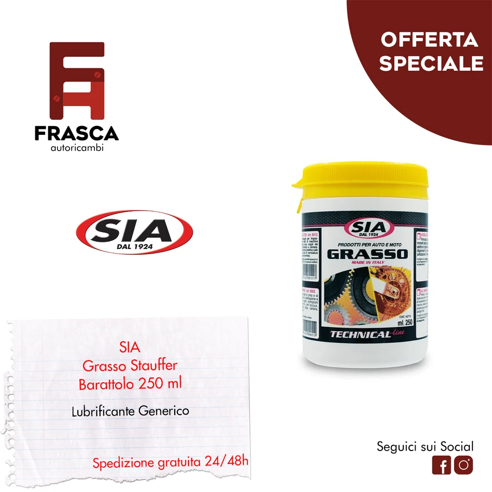 Grasso Stauffer Lubrificante Generico per Autoveicoli Mozzi Ruote Pompe Acqua - Immagine 1 di 1