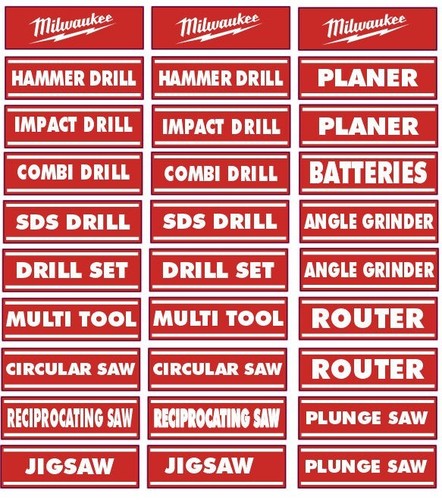 Milwaukee style tool box stickers X 30 off | eBay UK