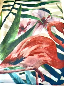 FLAMINGOS & TROPICAL FLOWERS PEVA SHOWER CURTAIN HIBISCUS ORCHIDS ANDROS - Picture 1 of 11